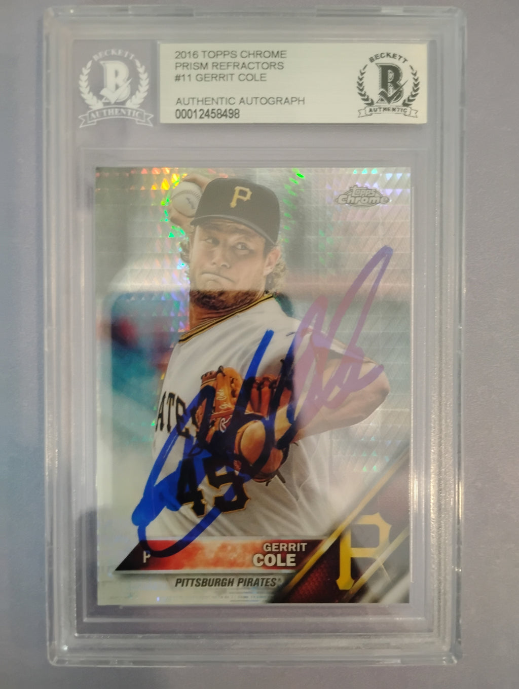 2016 Topps Chrome Prism Refractor Gerrit Cole autograph front - BGS authenticated