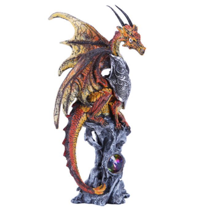 Fire Dragon with Shield Figurine