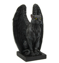 Winged Black Cat Figurine with spread wings
