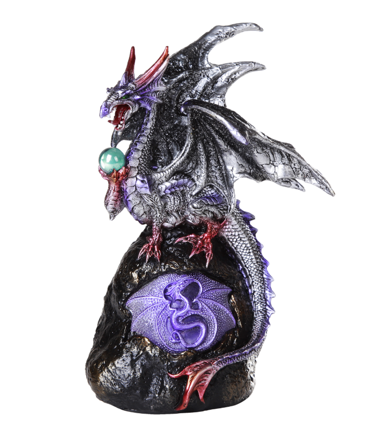 Dark Dragon Figurine with Orb