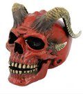 Red Devil Horned Skull Figurine