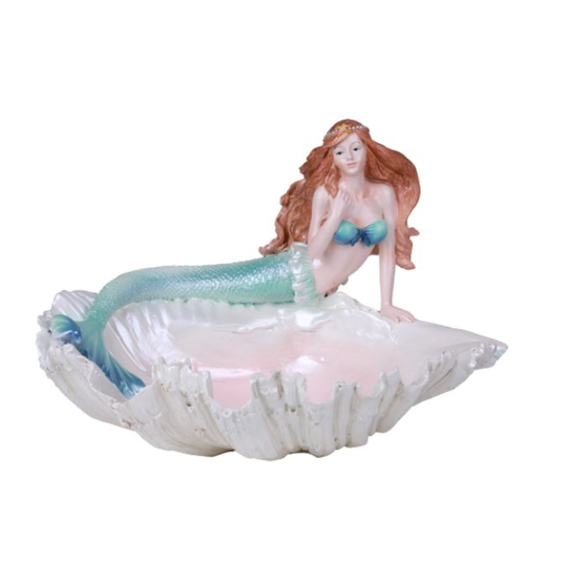 Mermaid on Clam Shell Figurine