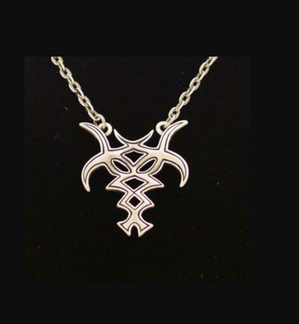 Gothic dragon symbol pendant necklace on silver chain