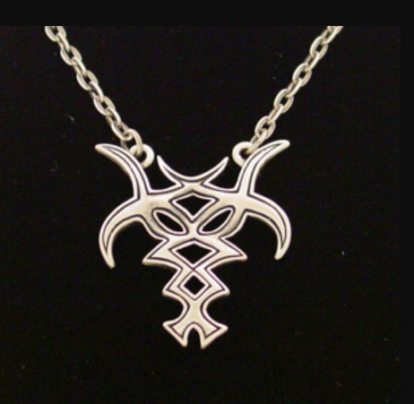 Gothic Dragon Symbol Necklace silver tone tribal pendant on chain