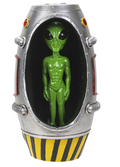 Alien capsule backflow incense burner front view with alien figure inside