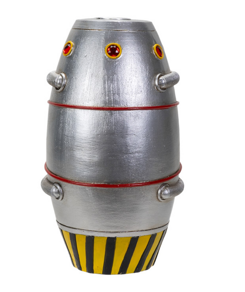 Alien capsule backflow incense burner closed view showing metallic exterior