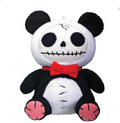 Furrybones Pandie panda plush with skull face and red bow tie