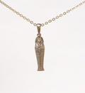 King Tut sarcophagus pendant necklace on silver chain