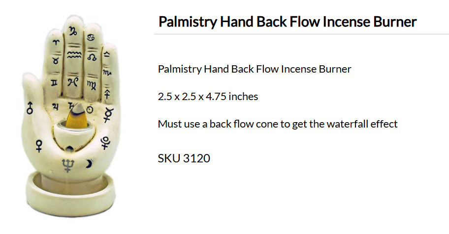 Palmistry Hand Backflow Incense Burner