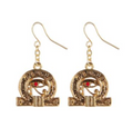 Wedjat Eye of Horus gold-tone earrings with red gem accent