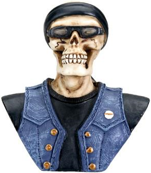 Biker Skull Bust Figurine