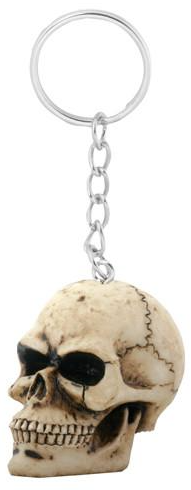 Skull Keychain cold cast resin with silver keyring